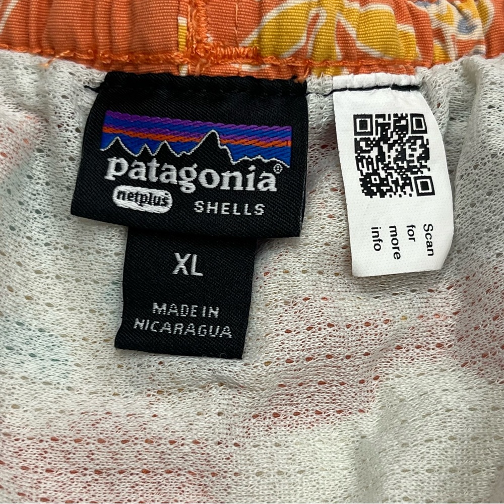 Patagonia Shells Orange Floral Mens Swim Shorts Trunks Size XL Lined Tropical - Picture 2 of 15